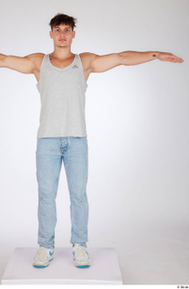 Darren blue jeans casual dressed grey tank top standing t-pose…